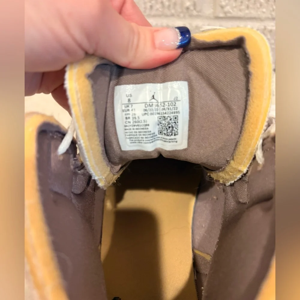 Jordan High-Top Sneakers in Cream, Brown & Yellow
